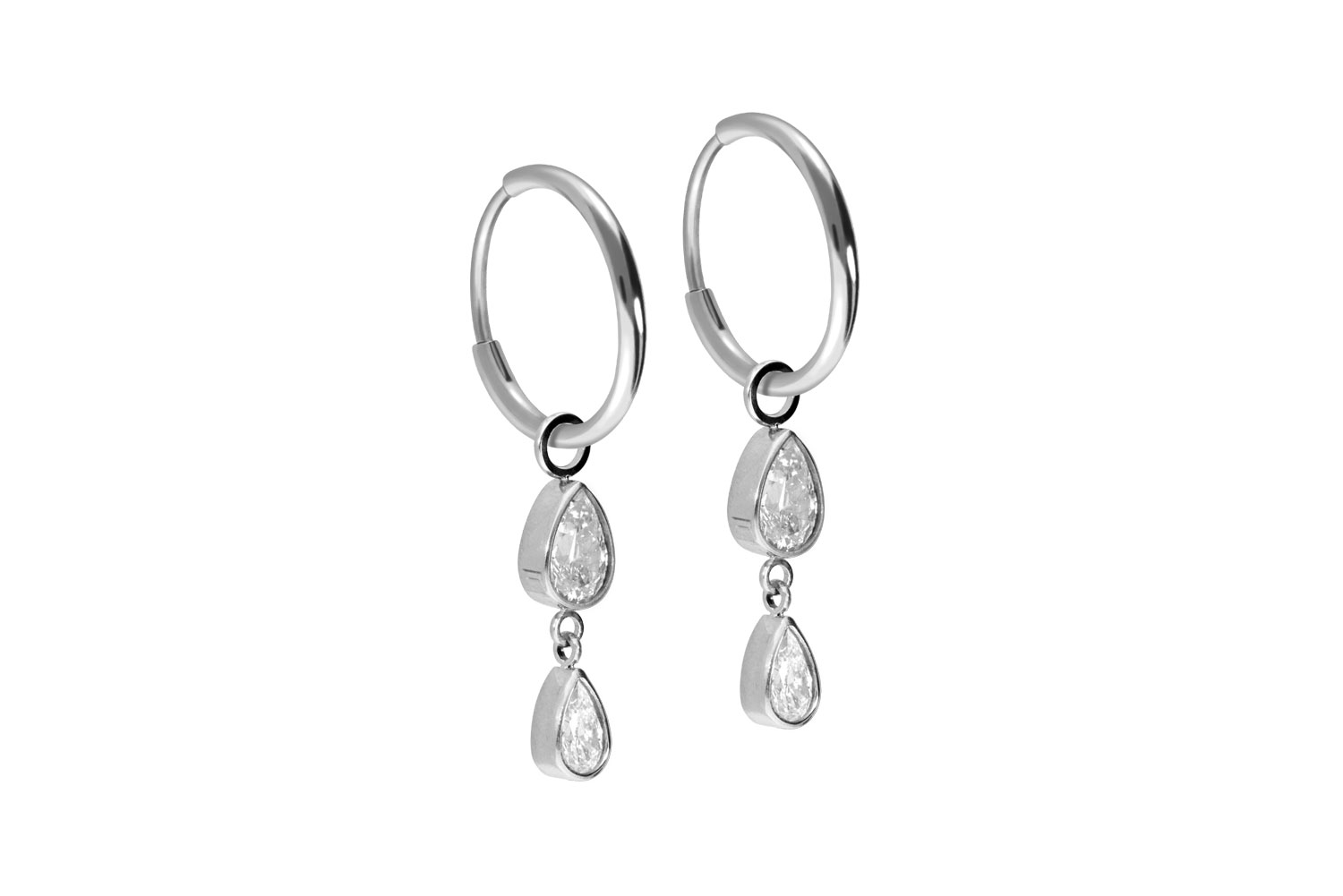 Titan Ohrclicker Creolen 2 KRISTALLTROPFEN von Piercingline